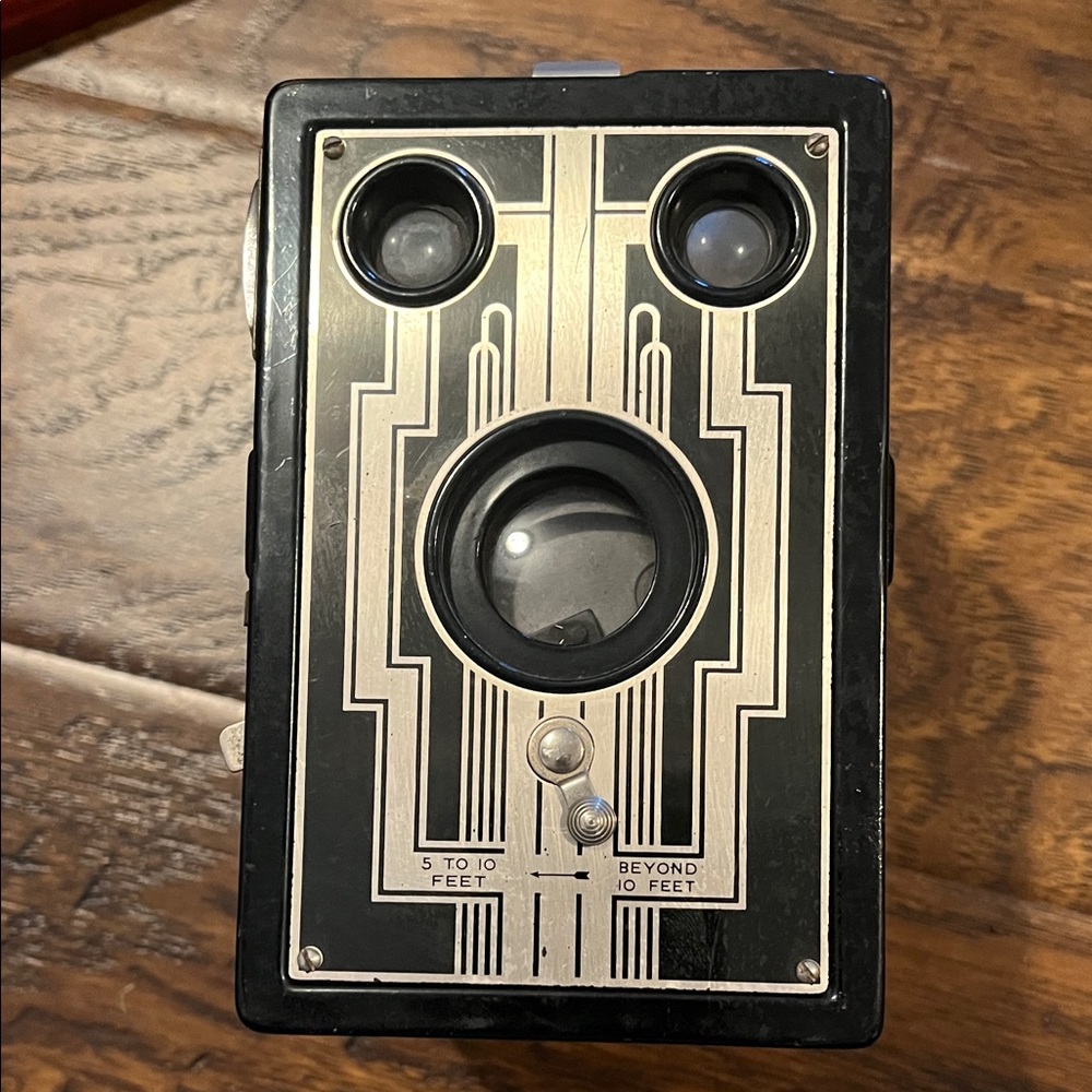 Art Deco Black and Silver Box Camera